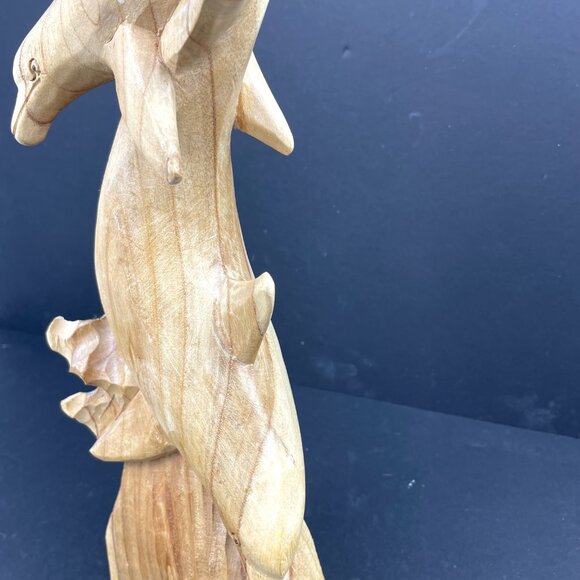 Wood Carved Dolphin Sculpture 18” Handcrafted – Natural Wood -Read Details - Picture 7 of 14
